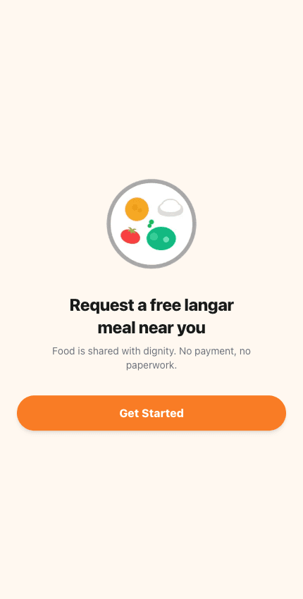 Seva Eats mobile meal request onboarding